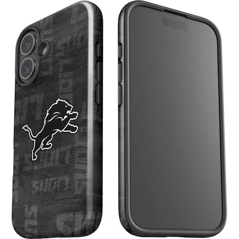 NFL Detroit Lions Black & White iPhone 16 Plus Impact Case